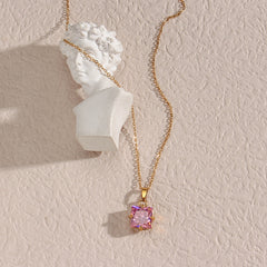 Celeste Gold Princess Cut Necklace