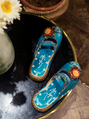 SOFFIA | Genuine Leather Cerulean Ribbed-Sole Clogs