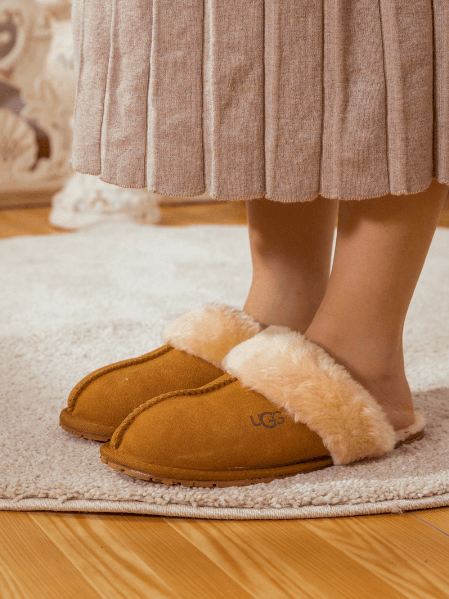 SMAIBULUN Ugg | WOOL LINED TASMAN SUEDE SLIPPER - CHESTNUT