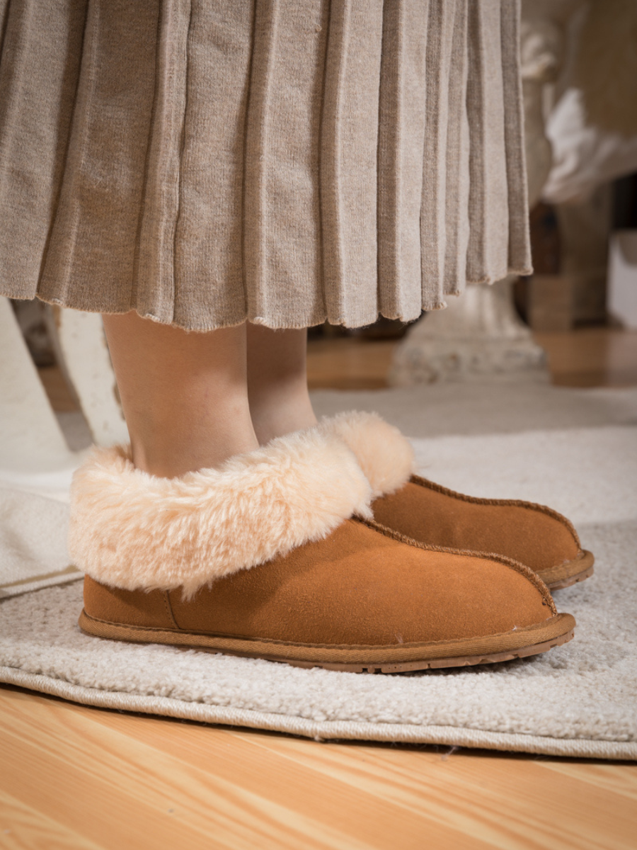 SMAIBULUN Ugg | WOOL LINED SUEDE TASMAN SLIPPER LOAFER - CHESTNUT