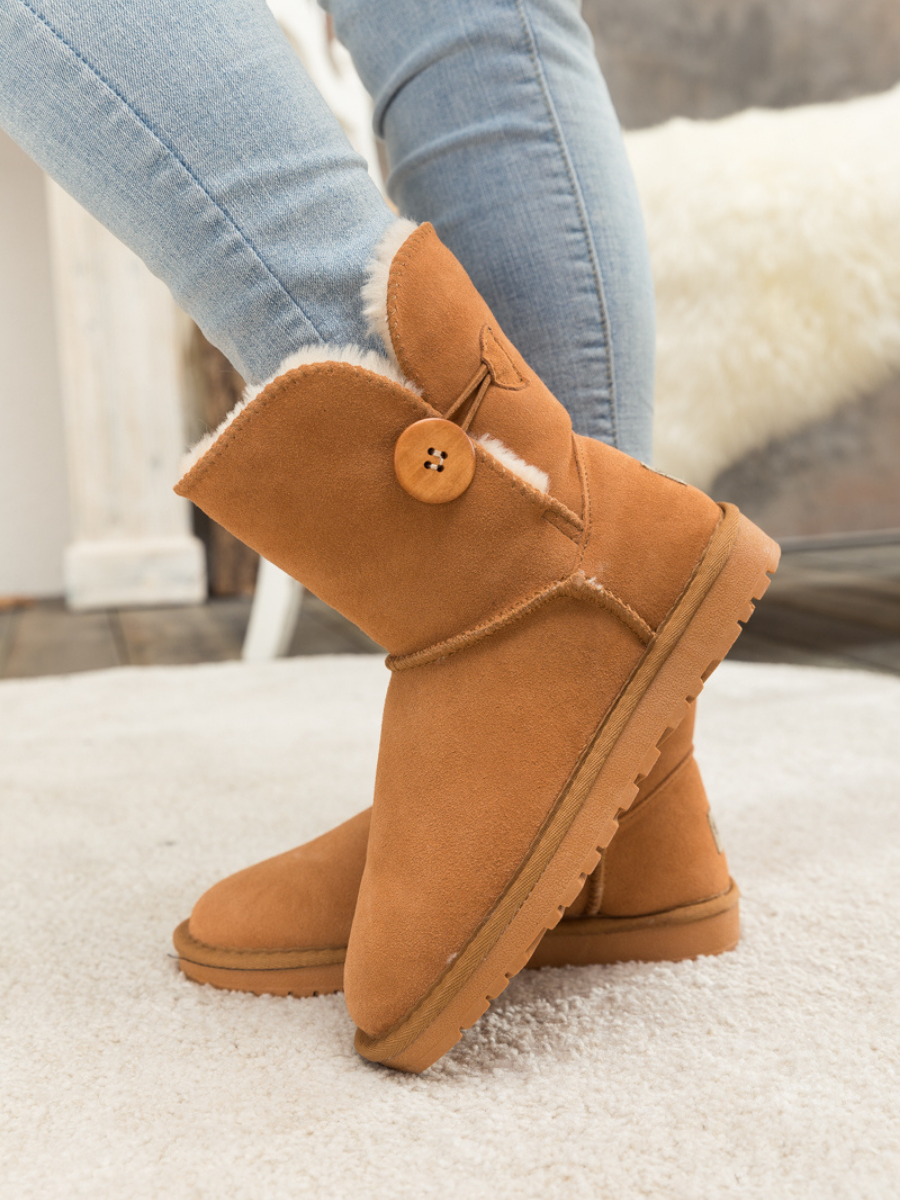 SMAIBULUN Ugg | Faux Fur-Lined Classic Side Button boots