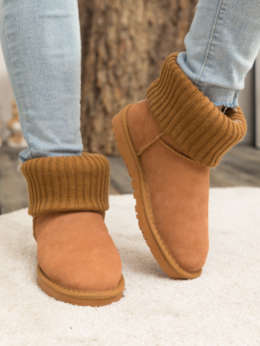 SMAIBULUN Ugg | Faux Fur Knit Ankle Mini Boots