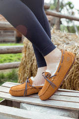 SMAIBULUN Ugg | WOOL LINED SUEDE MOCCASIN - CHESTNUT