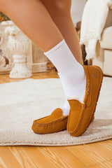 SMAIBULUN Ugg | WOOL LINED SUEDE MOCCASIN SLIPPER - CHESTNUT