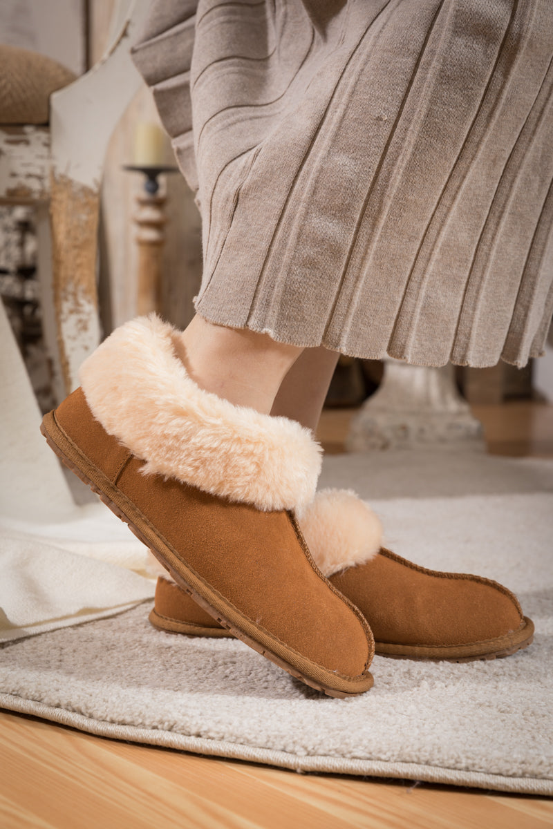 SMAIBULUN Ugg | WOOL LINED SUEDE TASMAN SLIPPER LOAFER - CHESTNUT