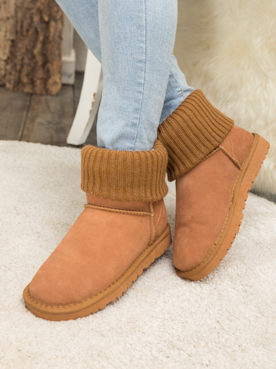 SMAIBULUN Ugg | Faux Fur Knit Ankle Mini Boots