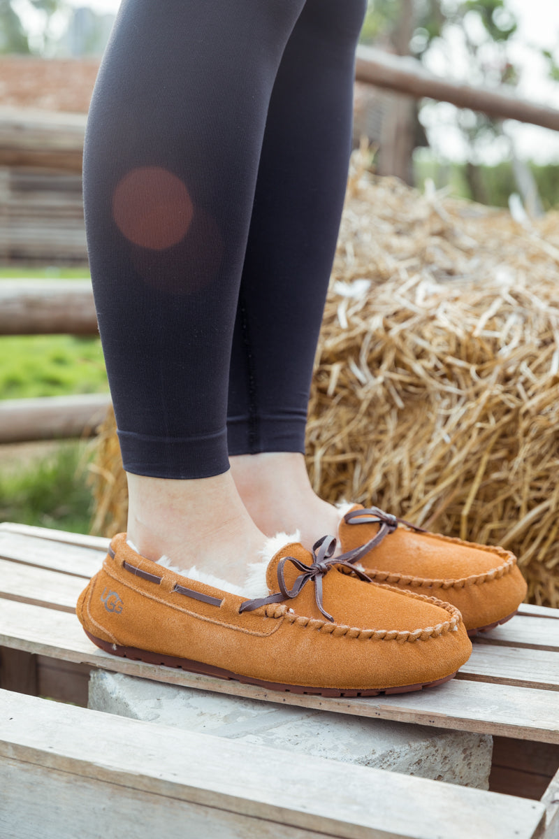 SMAIBULUN Ugg | WOOL LINED SUEDE MOCCASIN - CHESTNUT