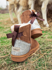 SMAIBULUN Ugg | Sequins Ballet Bow Mini Boots - Chestnut