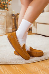 SMAIBULUN Ugg | WOOL LINED SUEDE MOCCASIN SLIPPER - CHESTNUT