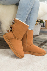 Smaibulun Ugg | Serenity Striped Bailey Bow Shearling Boots - Chestnut