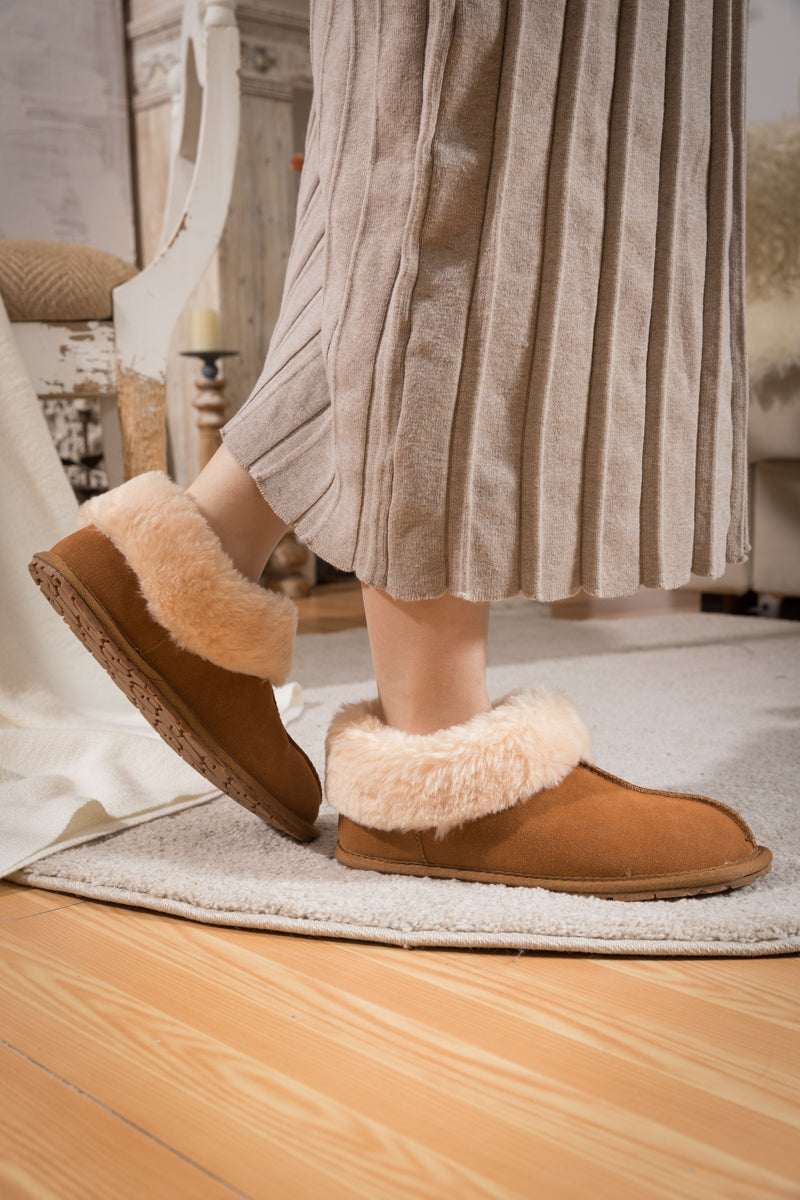 SMAIBULUN Ugg | WOOL LINED SUEDE TASMAN SLIPPER LOAFER - CHESTNUT