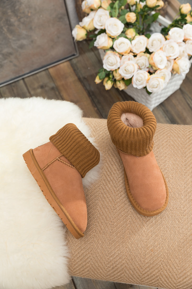 SMAIBULUN Ugg | Faux Fur Knit Ankle Mini Boots