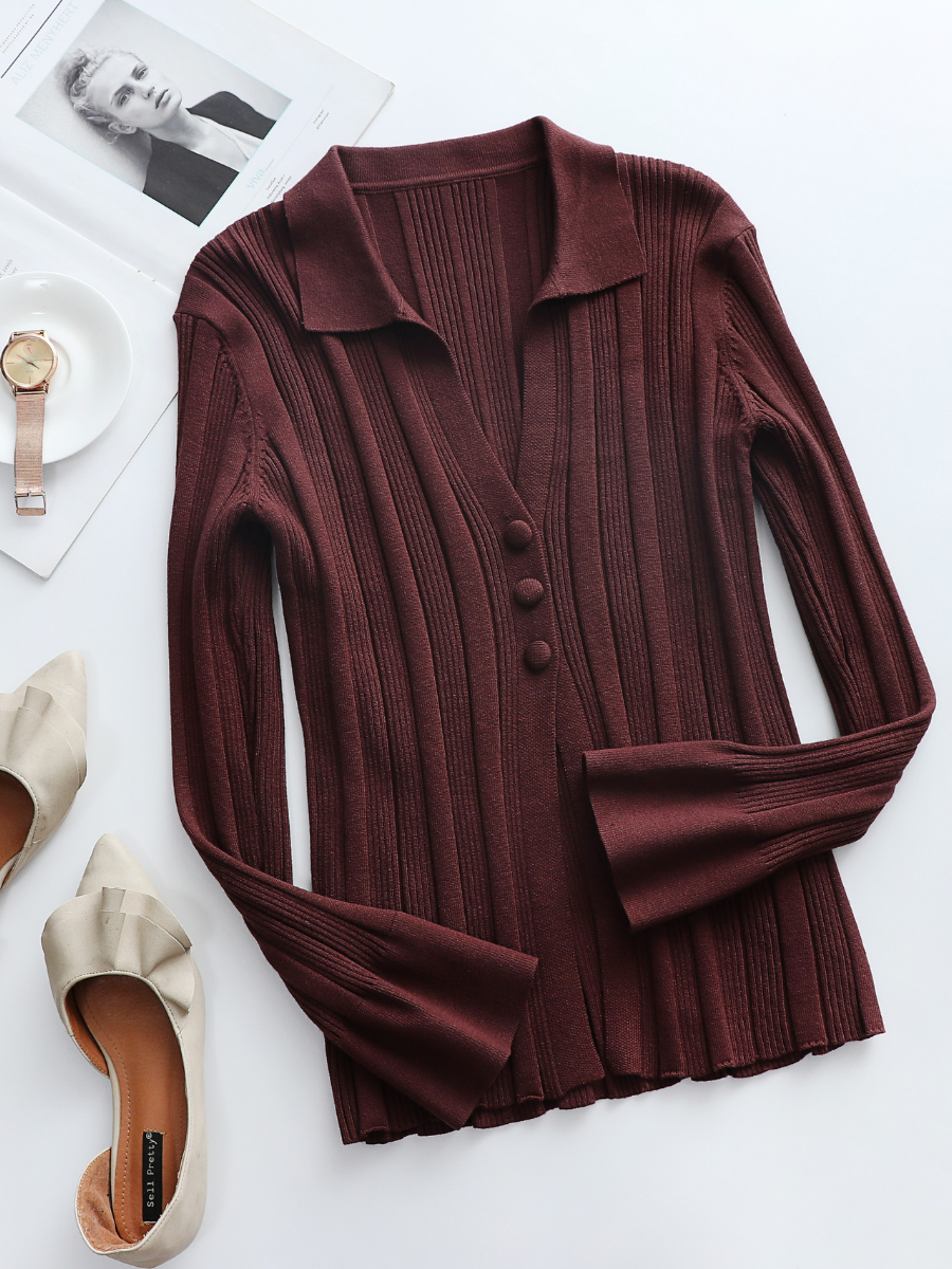 Smaibulun | TAMIA Bell Cuff Knit Shirt Jacket - Chocolate