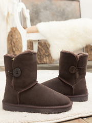 SMAIBULUN Ugg | Faux Fur-Lined Classic Side Button Ugg Boot - Chocolate