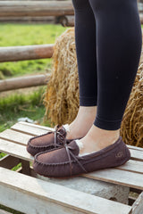 SMAIBULUN Ugg | WOOL LINED SUEDE MOCCASIN - CHOCOLATE