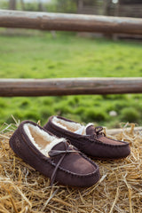 SMAIBULUN Ugg | WOOL LINED SUEDE MOCCASIN - CHOCOLATE