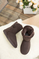 SMAIBULUN Ugg | Faux Fur-Lined Classic Side Button Ugg Boot - Chocolate