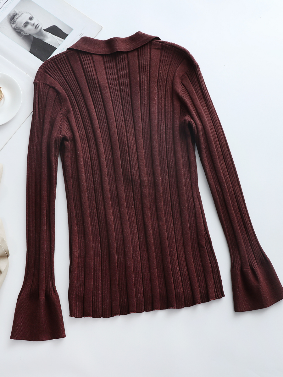 Smaibulun | TAMIA Bell Cuff Knit Shirt Jacket - Chocolate