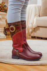 SOFFIA | WINE FLORAL EMBOSSED LEATHER COWGIRL BOOT