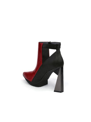 JadyRose | Triangled Heel Cut Out High Heel Leather Boots - Burgundy