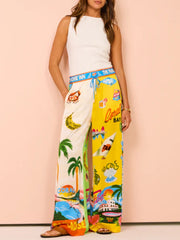 Sunny Beach Summer Style Printed Two Piece Set - Pants