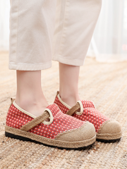 Cactus Rose | Gypsophila Print Linen Espadrilles - Coral