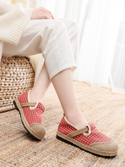 Cactus Rose | Gypsophila Print Linen Espadrilles - Coral