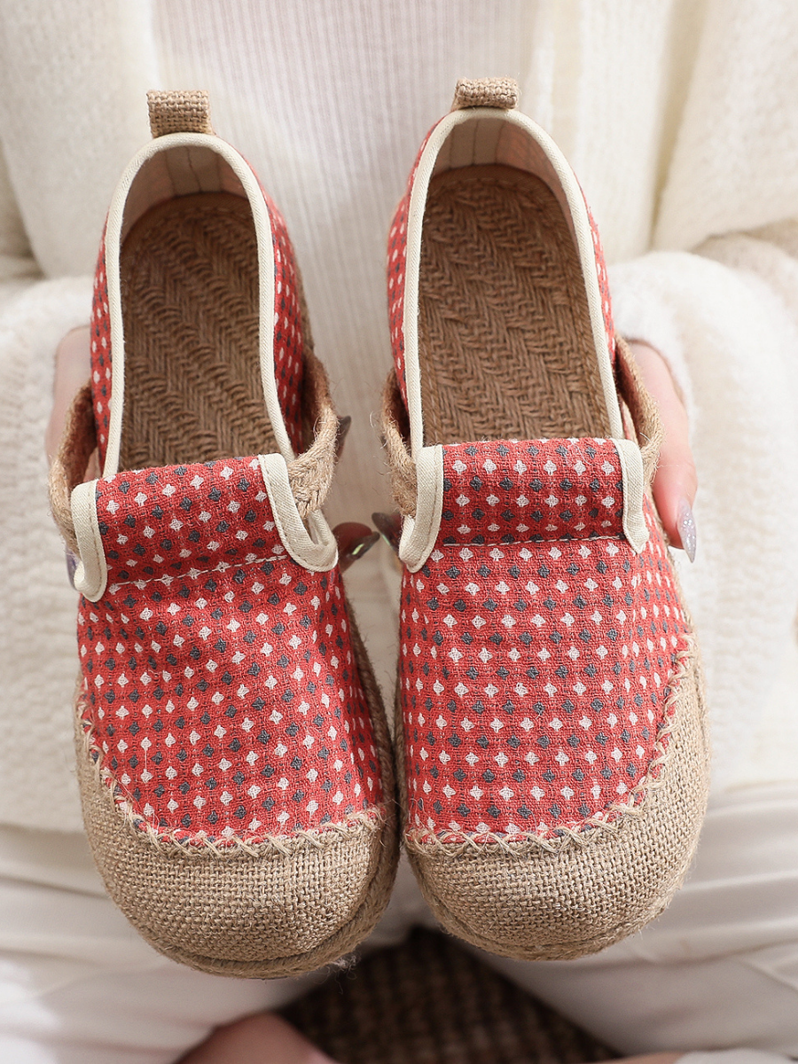 Cactus Rose | Gypsophila Print Linen Espadrilles - Coral