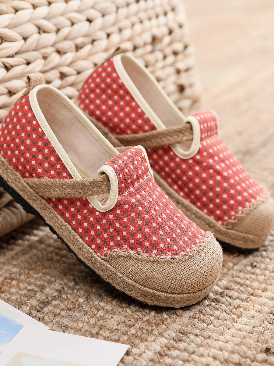 Cactus Rose | Gypsophila Print Linen Espadrilles - Coral