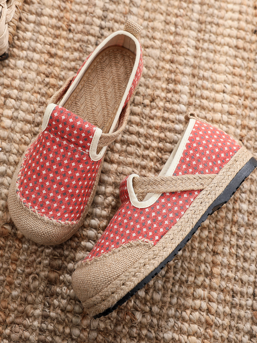 Cactus Rose | Gypsophila Print Linen Espadrilles - Coral