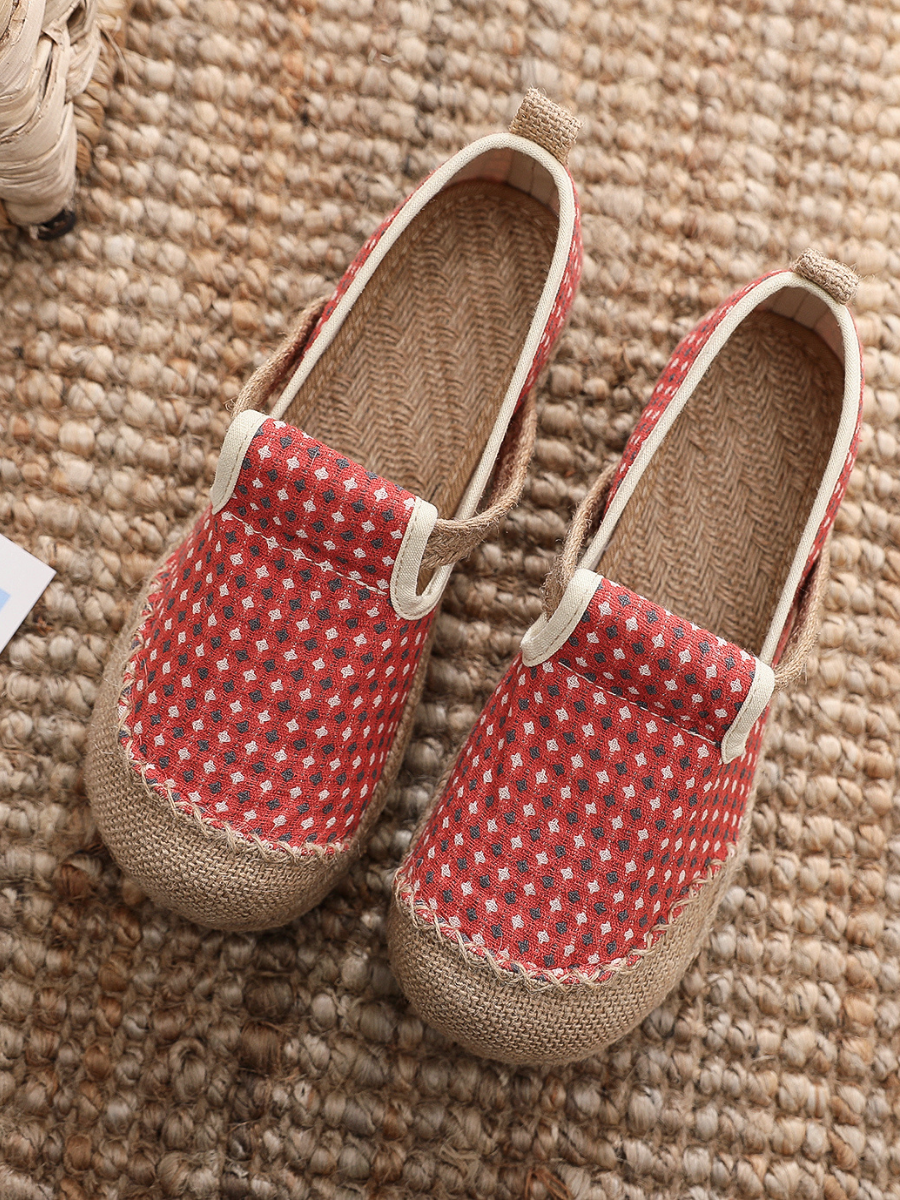 Cactus Rose | Gypsophila Print Linen Espadrilles - Coral