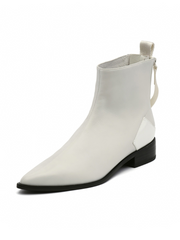 JADY ROSE | IVORY BACK-ZIP LEATHER ANKLE BOOT