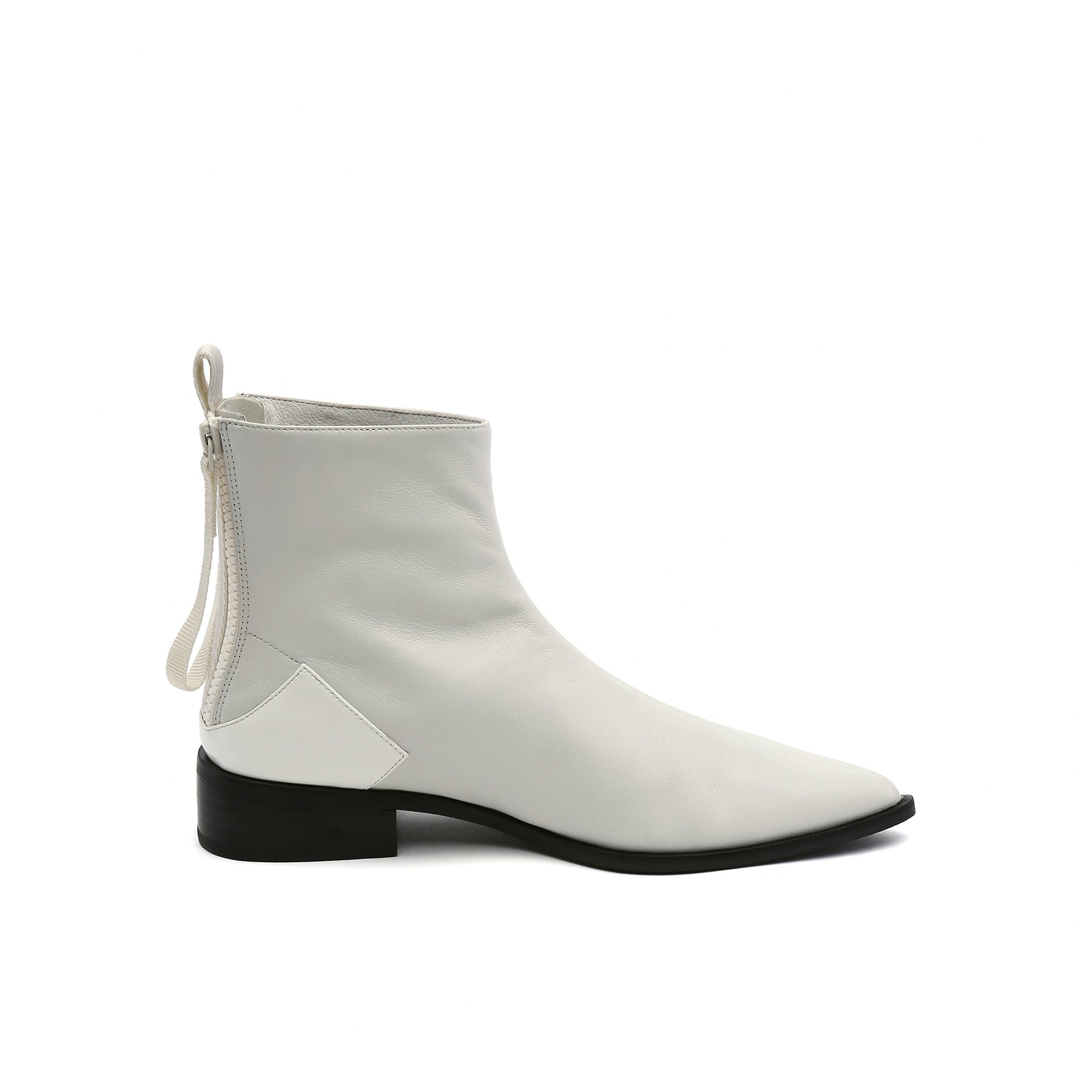 JADY ROSE | IVORY BACK-ZIP LEATHER ANKLE BOOT