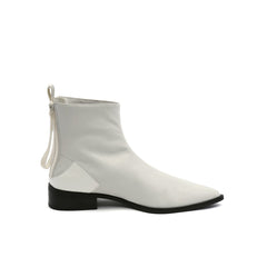 JADY ROSE | IVORY BACK-ZIP LEATHER ANKLE BOOT