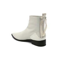 JADY ROSE | IVORY BACK-ZIP LEATHER ANKLE BOOT