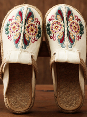 Cactus Rose | Abstract Embroidered Mules Slides Clogs