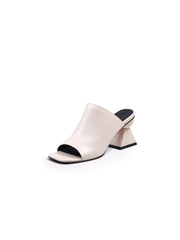 JadyRose | Triangular-Heel Leather Mule - Cream