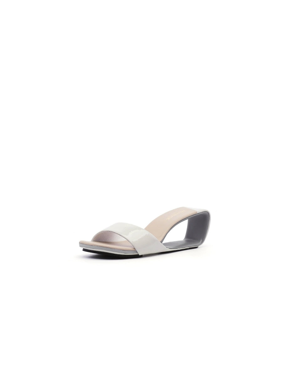 JadyRose | Open Twisted-Heel Leather Slide Sandal - Cream