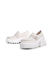 JadyRose | Chunky Heel Double-Buckle Loafer - Cream