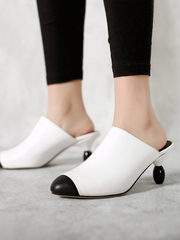 JadyRose | Bead Heel Black Toe Slice Mule