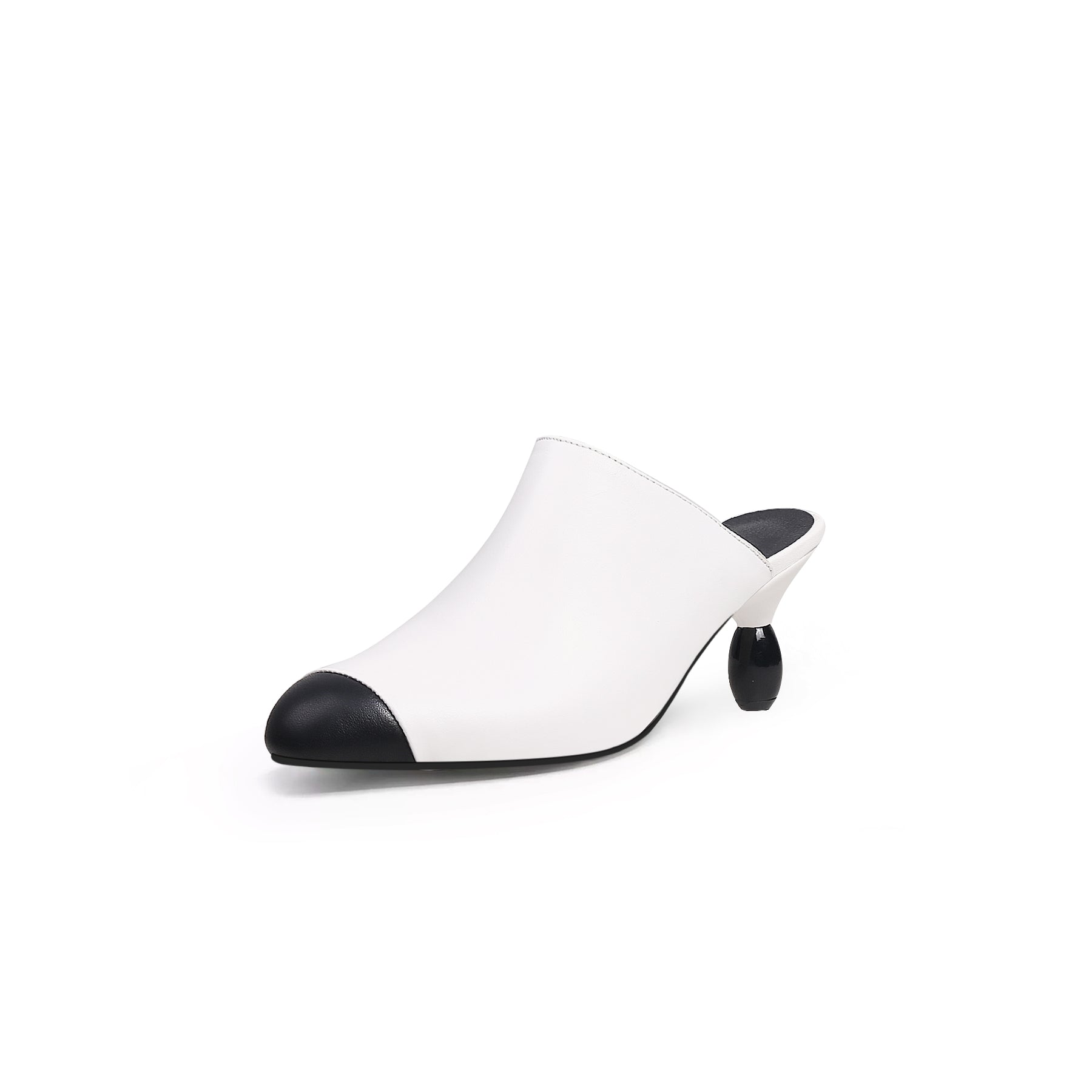 JadyRose | Bead Heel Black Toe Slice Mule