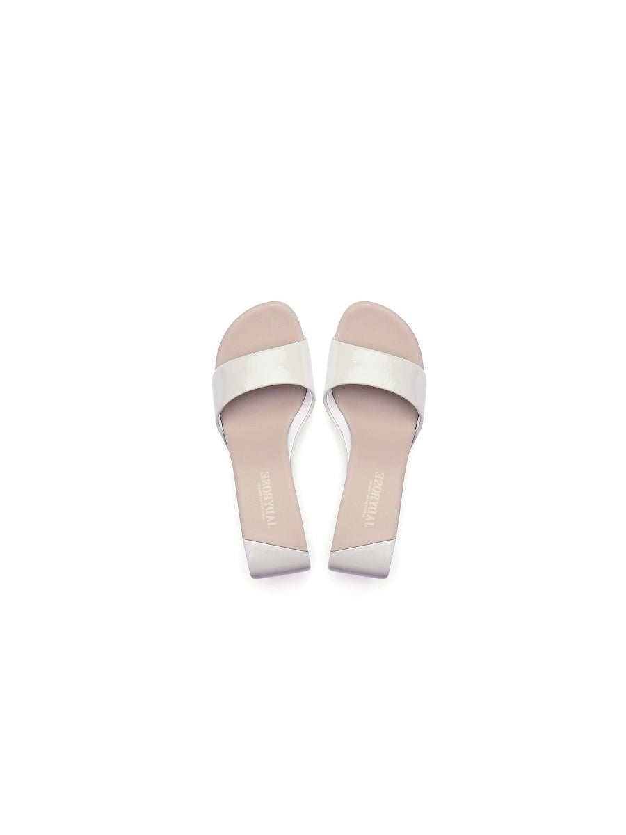 JadyRose | Open Twisted-Heel Leather Slide Sandal - Cream