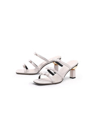 JadyRose | Isora Triple Bow Strap Heel Pump - Cream