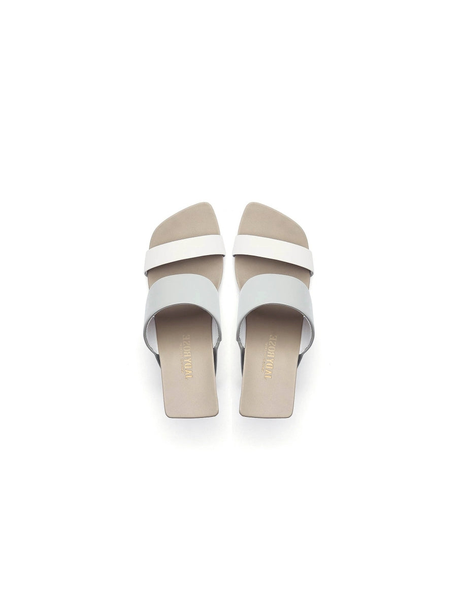 JadyRose | Signature Open-Heel Leather Slide Sandal - Cream