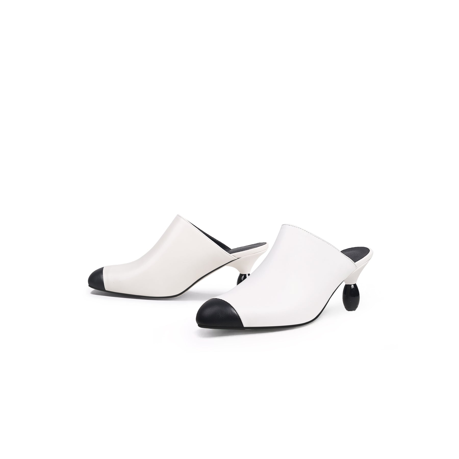 JadyRose | Bead Heel Black Toe Slice Mule