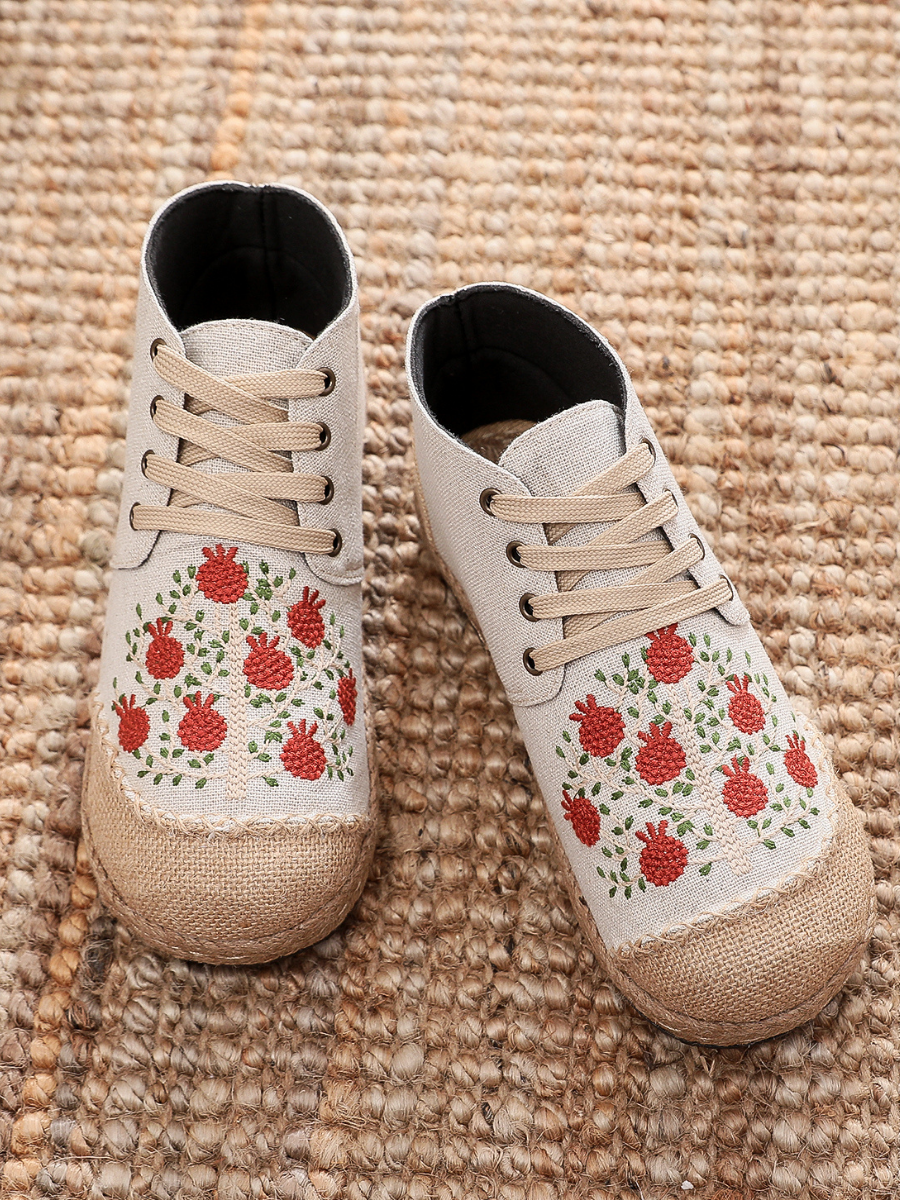 Cactus Rose | Embroidered Bayberry Tree Hi-Top Sneakers Espadrilles