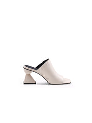 JadyRose | Triangular-Heel Leather Mule - Cream