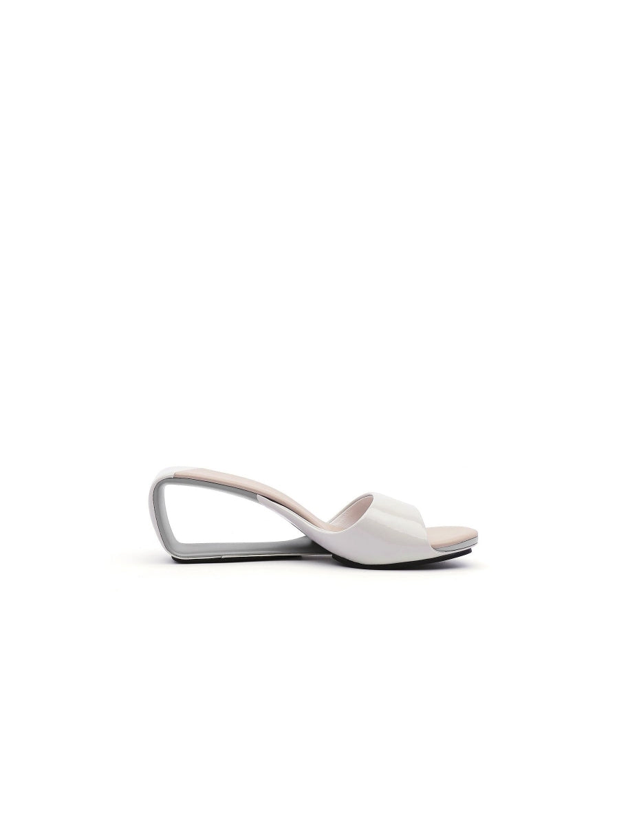 JadyRose | Open Twisted-Heel Leather Slide Sandal - Cream