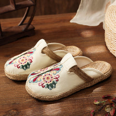 Cactus Rose | Abstract Embroidered Mules Slides Clogs