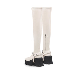 JADYROSE | CREAM LEATHER CHAIN STRAP OVER KNEE  BOOT